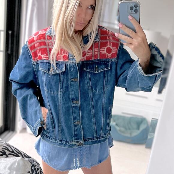 Made in England RANCH EXIT denim jacket western accents XL pristine - Picture 1 of 14